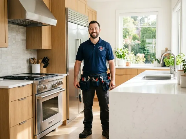 Appliance Repair Hero technician in a Appleton, NY kitchen after an appliance repair